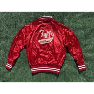 Vintage Fyffe Red Devils Red & White Satin Jacket Size Large
